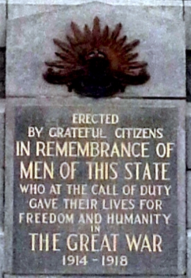 Western Australian State War Memorial plaque close-up, Kings Park, Perth WA