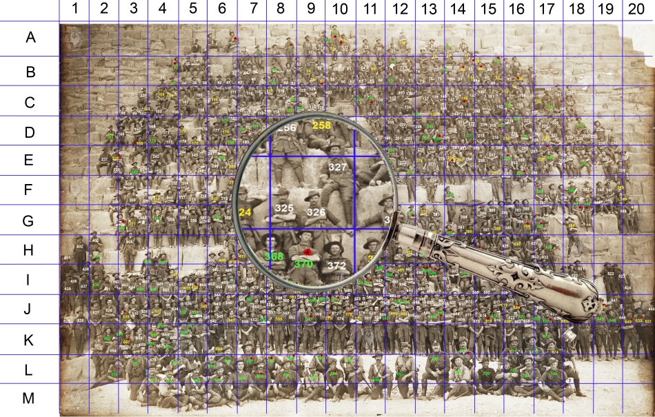 11th Battalion A.I.F. at Khufu (Cheops) Pyramid, Giza, Egypt – 10 January 1915 WAGS Grid Image (Click to enlarge)