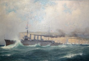 HMAS Sydney passing Sydney heads per RAN heritage collection