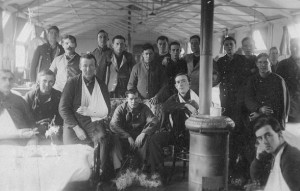Hector, fourth soldier from the right, standing. He sent this photo to his half-brother in Fremantle. 