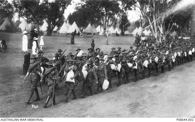11th Battalion marching out from Blackboy Hill - 30 October 1914